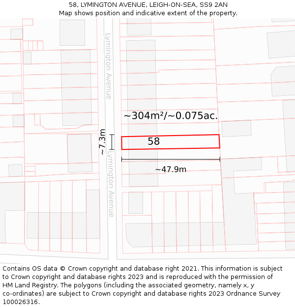 58, LYMINGTON AVENUE, LEIGH-ON-SEA, SS9 2AN: Plot and title map