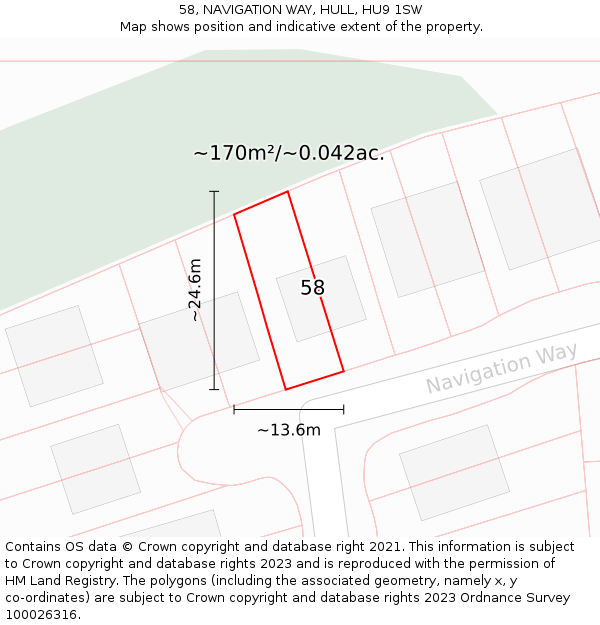 58, NAVIGATION WAY, HULL, HU9 1SW: Plot and title map