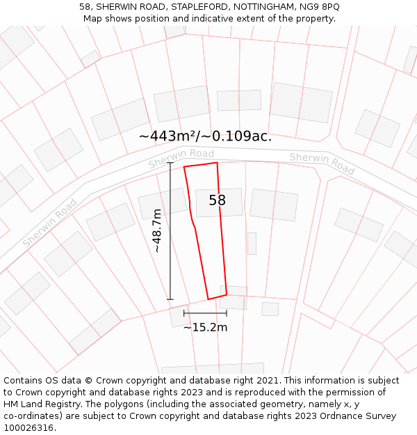 58, SHERWIN ROAD, STAPLEFORD, NOTTINGHAM, NG9 8PQ: Plot and title map