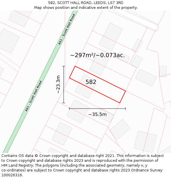 582, SCOTT HALL ROAD, LEEDS, LS7 3RD: Plot and title map