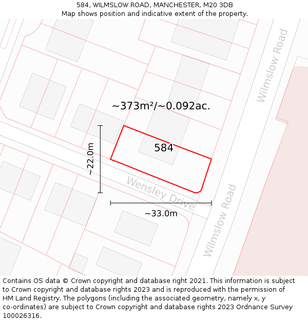 584, WILMSLOW ROAD, MANCHESTER, M20 3DB: Plot and title map