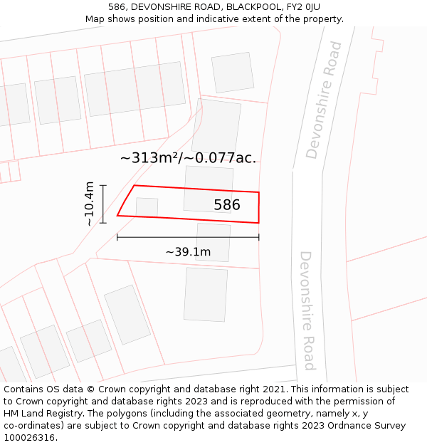 586, DEVONSHIRE ROAD, BLACKPOOL, FY2 0JU: Plot and title map