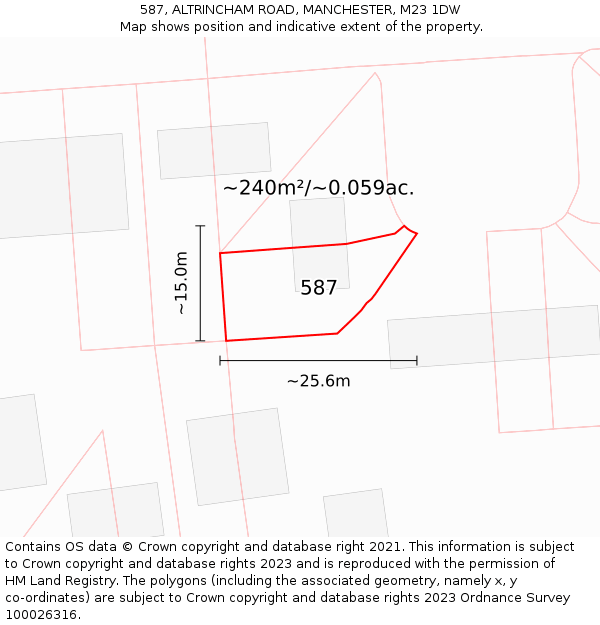 587, ALTRINCHAM ROAD, MANCHESTER, M23 1DW: Plot and title map