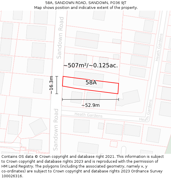 58A, SANDOWN ROAD, SANDOWN, PO36 9JT: Plot and title map