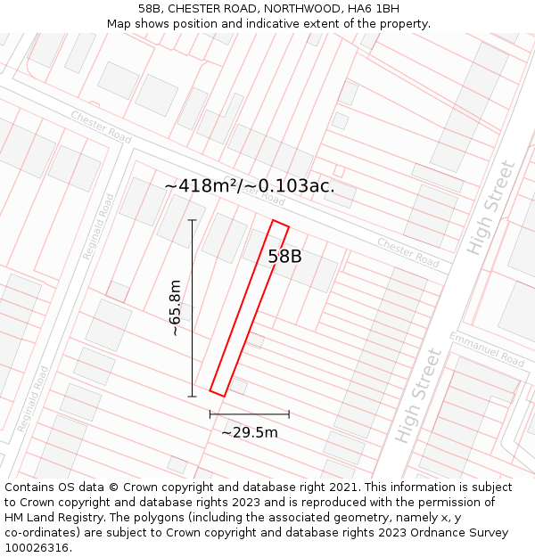 58B, CHESTER ROAD, NORTHWOOD, HA6 1BH: Plot and title map