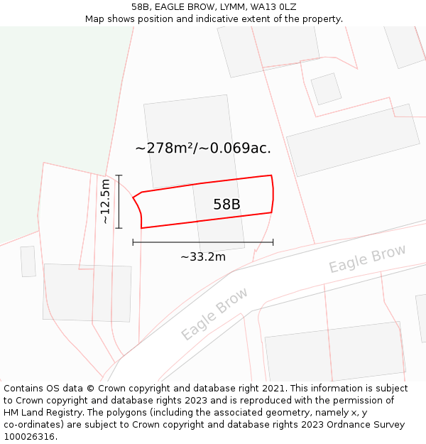 58B, EAGLE BROW, LYMM, WA13 0LZ: Plot and title map