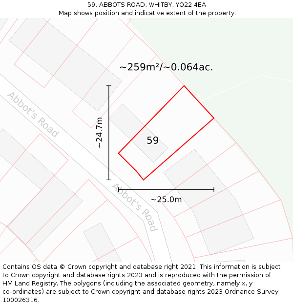 59, ABBOTS ROAD, WHITBY, YO22 4EA: Plot and title map