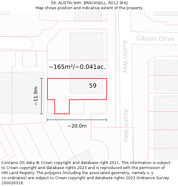 59, AUSTIN WAY, BRACKNELL, RG12 9HQ: Plot and title map