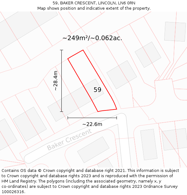 59, BAKER CRESCENT, LINCOLN, LN6 0RN: Plot and title map