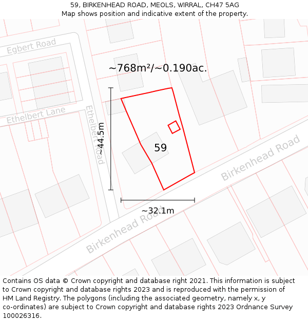 59, BIRKENHEAD ROAD, MEOLS, WIRRAL, CH47 5AG: Plot and title map