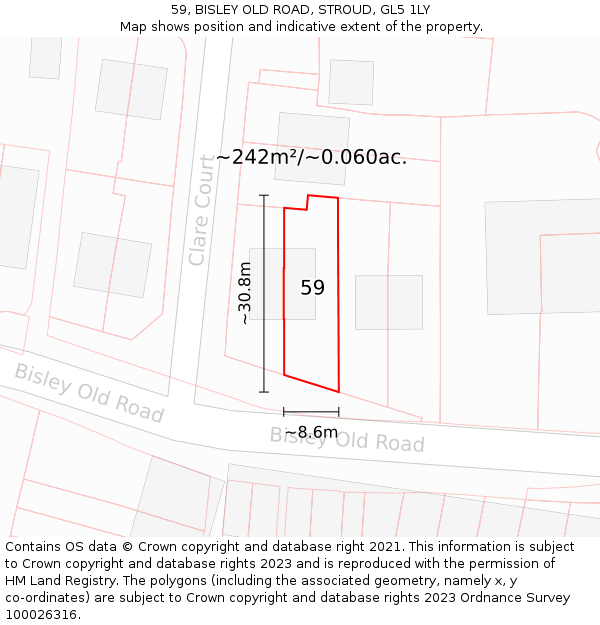 59, BISLEY OLD ROAD, STROUD, GL5 1LY: Plot and title map