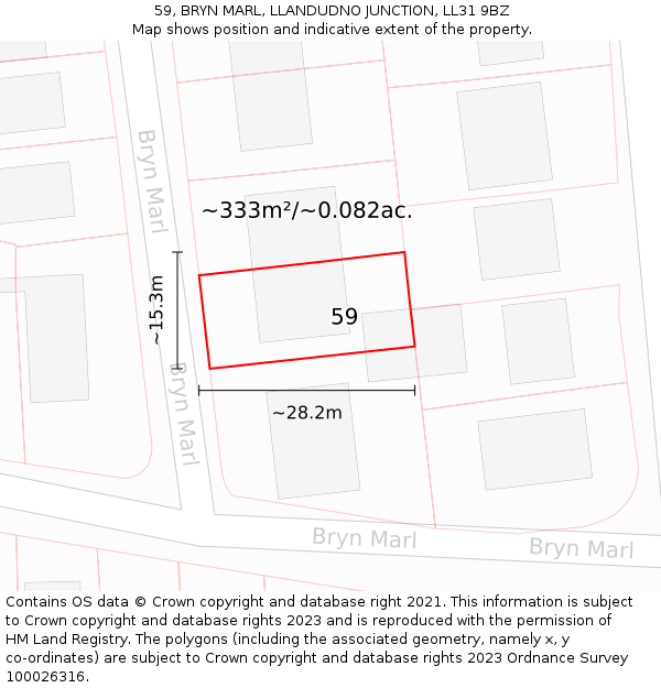 59, BRYN MARL, LLANDUDNO JUNCTION, LL31 9BZ: Plot and title map