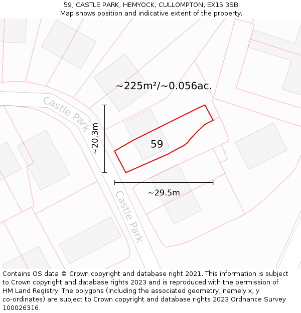 59, CASTLE PARK, HEMYOCK, CULLOMPTON, EX15 3SB: Plot and title map