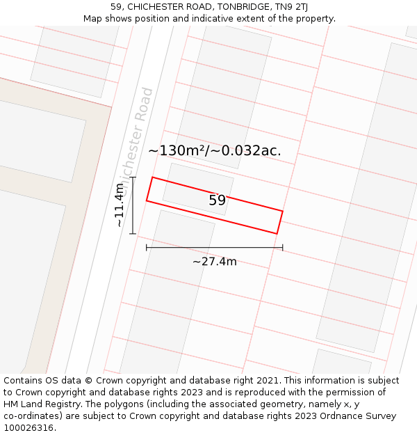 59, CHICHESTER ROAD, TONBRIDGE, TN9 2TJ: Plot and title map