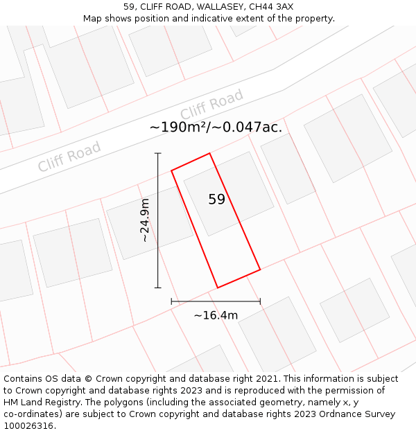 59, CLIFF ROAD, WALLASEY, CH44 3AX: Plot and title map