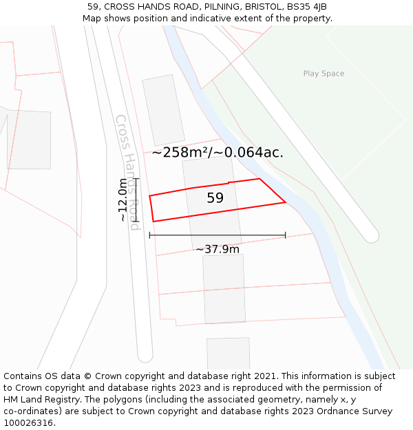 59, CROSS HANDS ROAD, PILNING, BRISTOL, BS35 4JB: Plot and title map
