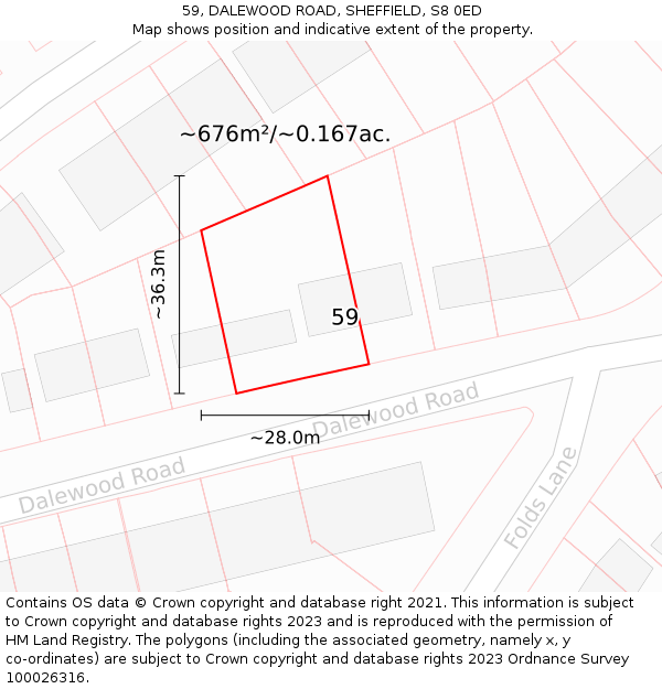 59, DALEWOOD ROAD, SHEFFIELD, S8 0ED: Plot and title map