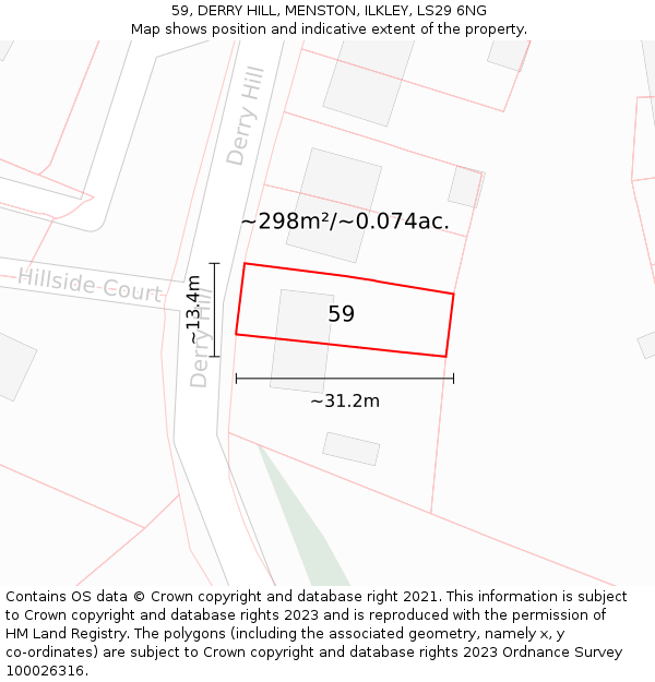 59, DERRY HILL, MENSTON, ILKLEY, LS29 6NG: Plot and title map