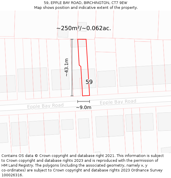 59, EPPLE BAY ROAD, BIRCHINGTON, CT7 9EW: Plot and title map