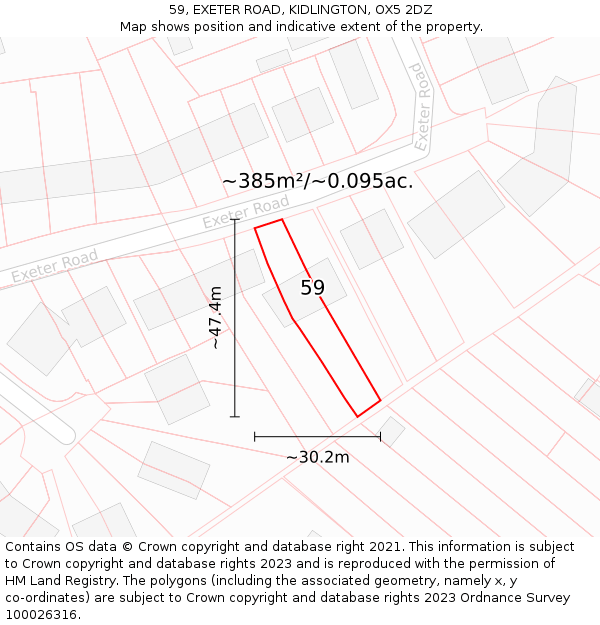 59, EXETER ROAD, KIDLINGTON, OX5 2DZ: Plot and title map