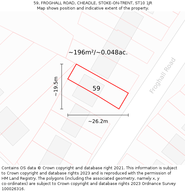 59, FROGHALL ROAD, CHEADLE, STOKE-ON-TRENT, ST10 1JR: Plot and title map