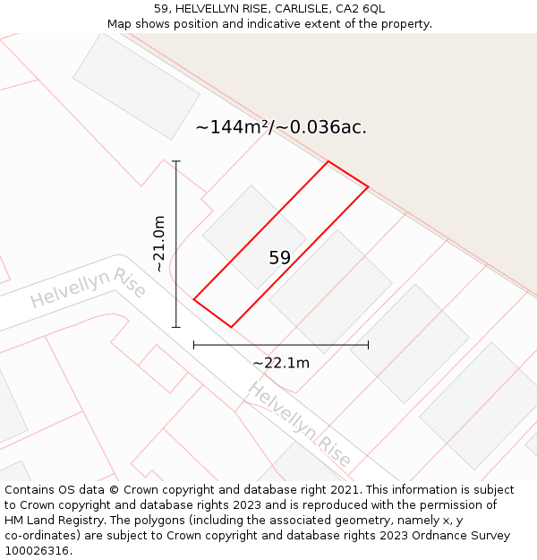 59, HELVELLYN RISE, CARLISLE, CA2 6QL: Plot and title map