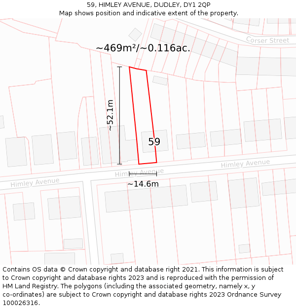 59, HIMLEY AVENUE, DUDLEY, DY1 2QP: Plot and title map