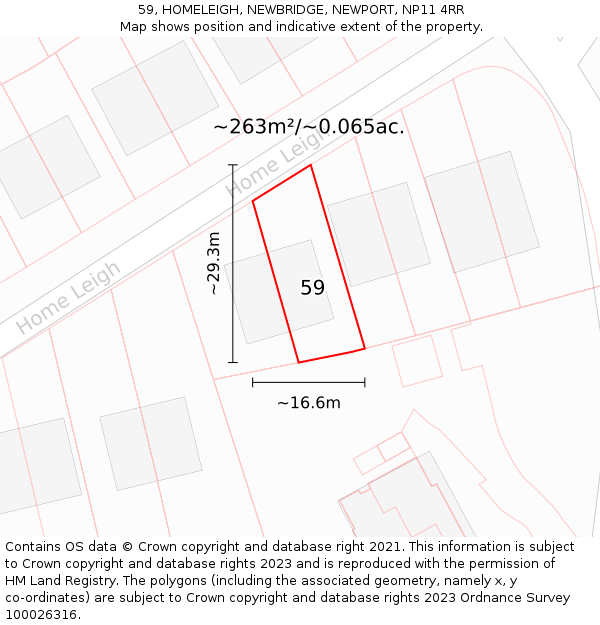 59, HOMELEIGH, NEWBRIDGE, NEWPORT, NP11 4RR: Plot and title map