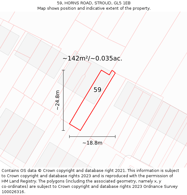 59, HORNS ROAD, STROUD, GL5 1EB: Plot and title map