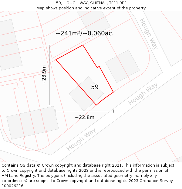 59, HOUGH WAY, SHIFNAL, TF11 9PF: Plot and title map