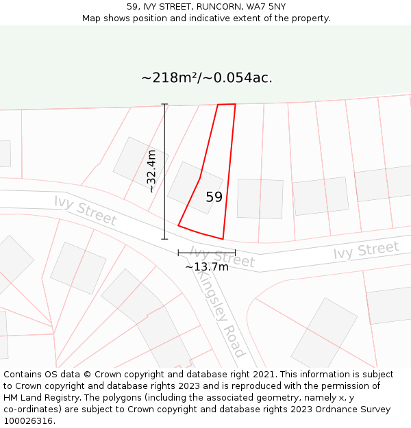 59, IVY STREET, RUNCORN, WA7 5NY: Plot and title map