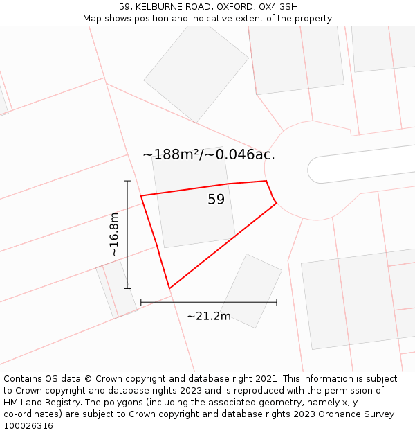 59, KELBURNE ROAD, OXFORD, OX4 3SH: Plot and title map