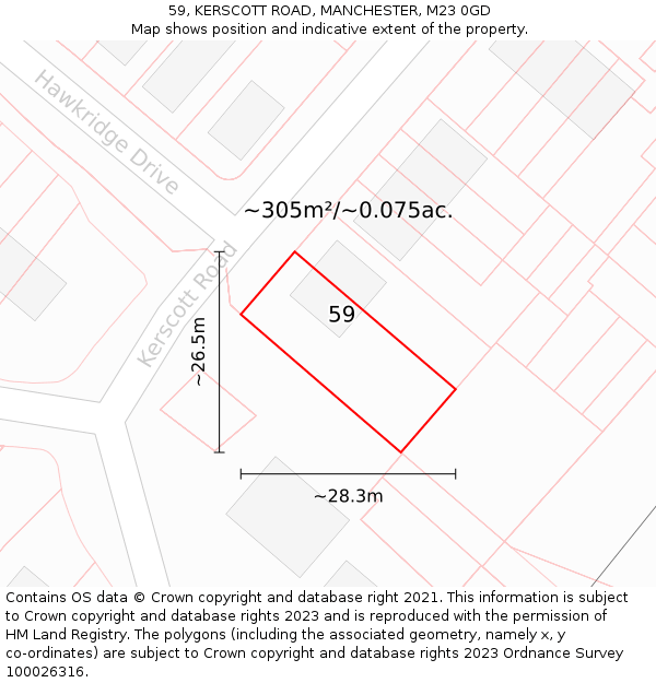 59, KERSCOTT ROAD, MANCHESTER, M23 0GD: Plot and title map