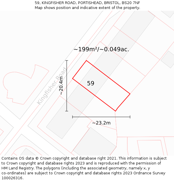 59, KINGFISHER ROAD, PORTISHEAD, BRISTOL, BS20 7NF: Plot and title map