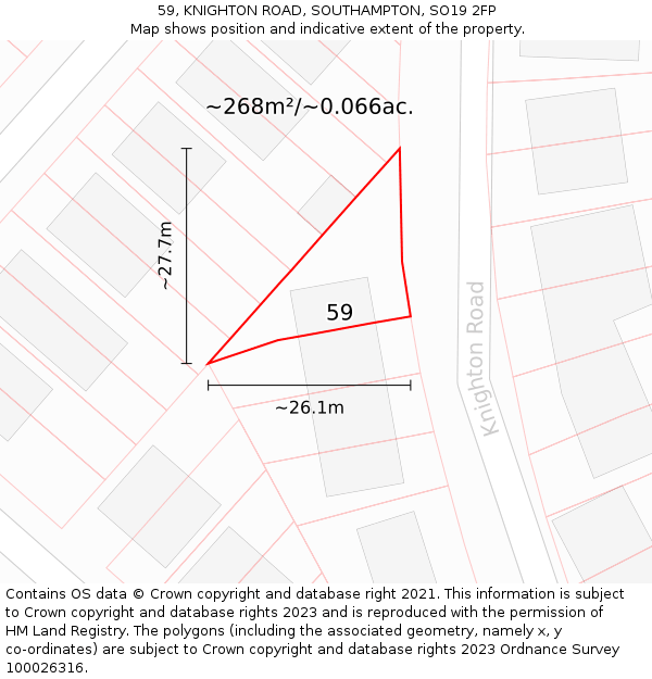 59, KNIGHTON ROAD, SOUTHAMPTON, SO19 2FP: Plot and title map