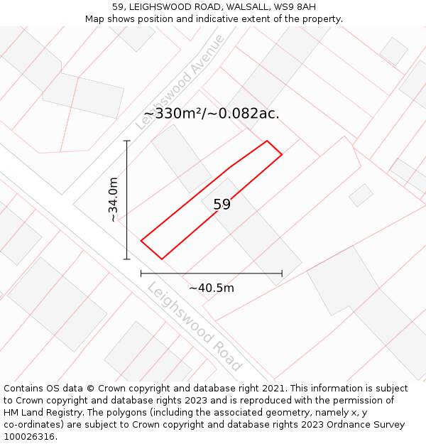 59, LEIGHSWOOD ROAD, WALSALL, WS9 8AH: Plot and title map