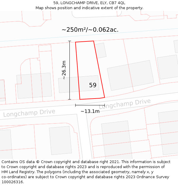 59, LONGCHAMP DRIVE, ELY, CB7 4QL: Plot and title map