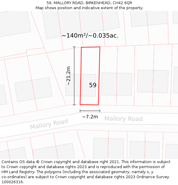 59, MALLORY ROAD, BIRKENHEAD, CH42 6QR: Plot and title map