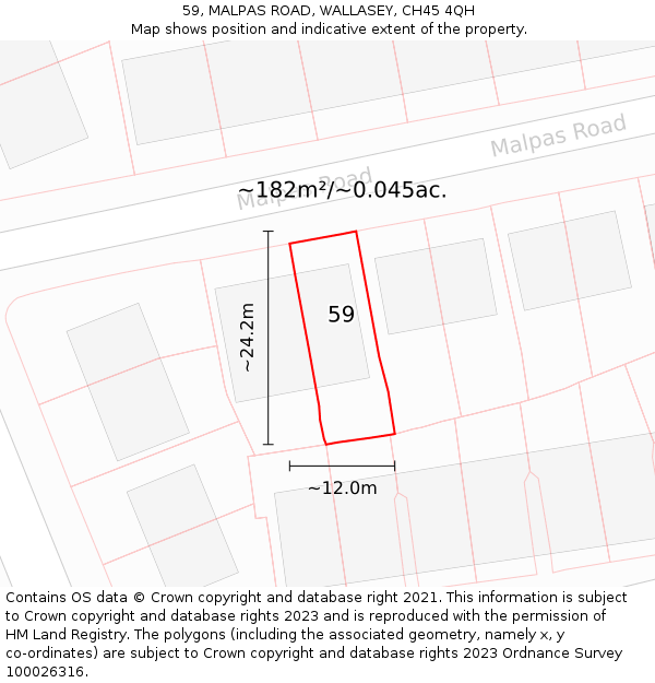 59, MALPAS ROAD, WALLASEY, CH45 4QH: Plot and title map