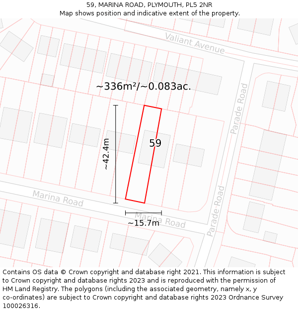 59, MARINA ROAD, PLYMOUTH, PL5 2NR: Plot and title map