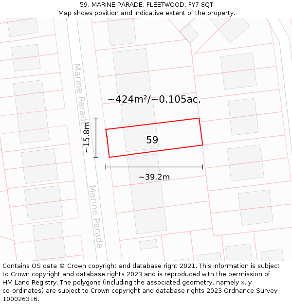 59, MARINE PARADE, FLEETWOOD, FY7 8QT: Plot and title map