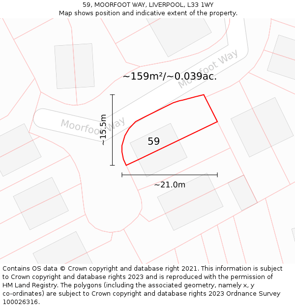 59, MOORFOOT WAY, LIVERPOOL, L33 1WY: Plot and title map