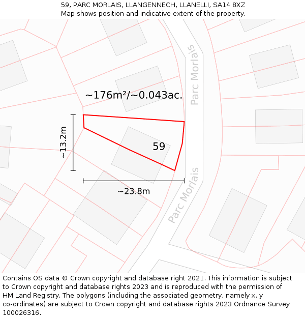 59, PARC MORLAIS, LLANGENNECH, LLANELLI, SA14 8XZ: Plot and title map