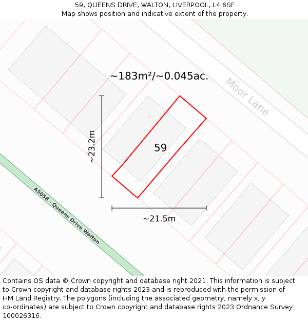 59, QUEENS DRIVE, WALTON, LIVERPOOL, L4 6SF: Plot and title map