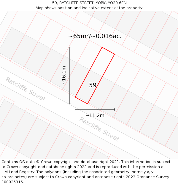 59, RATCLIFFE STREET, YORK, YO30 6EN: Plot and title map