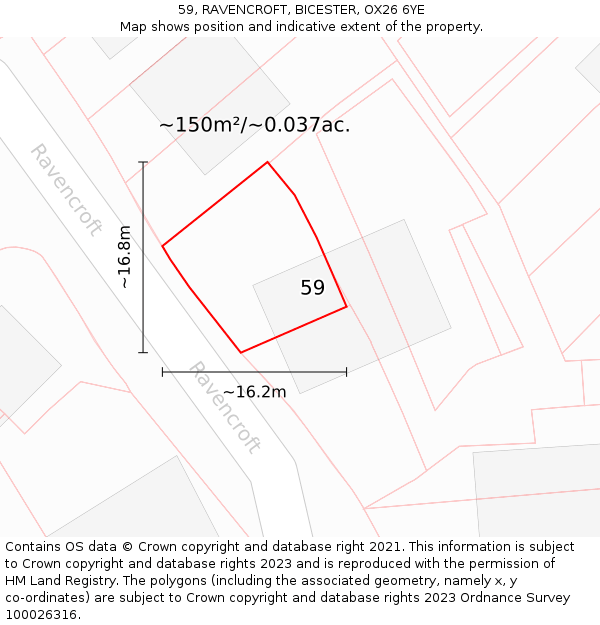 59, RAVENCROFT, BICESTER, OX26 6YE: Plot and title map