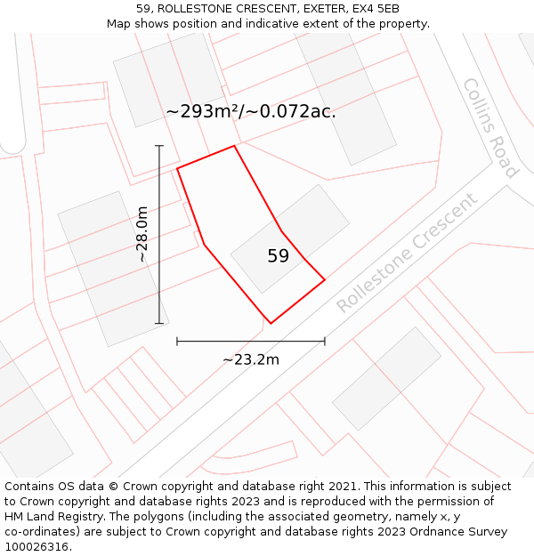 59, ROLLESTONE CRESCENT, EXETER, EX4 5EB: Plot and title map