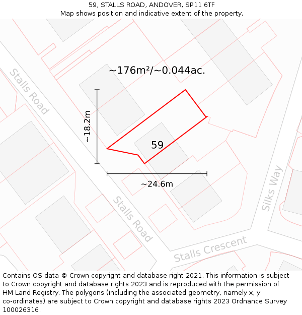 59, STALLS ROAD, ANDOVER, SP11 6TF: Plot and title map