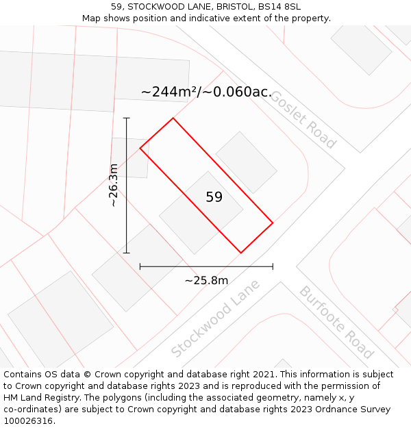 59, STOCKWOOD LANE, BRISTOL, BS14 8SL: Plot and title map