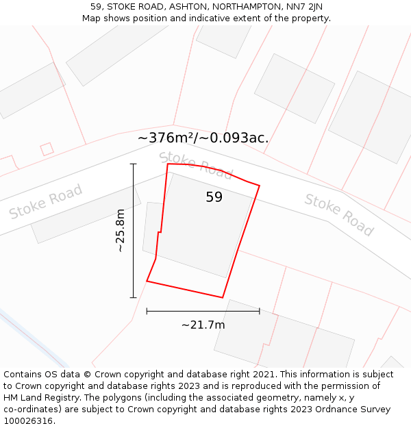 59, STOKE ROAD, ASHTON, NORTHAMPTON, NN7 2JN: Plot and title map